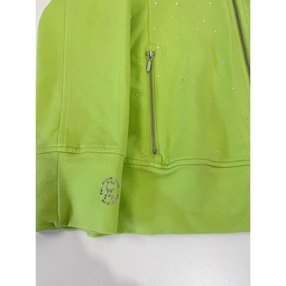 Christine Alexander Lime Green Zip Jacket – Swarovski Rhinestones, Size M - Picture 7 of 7